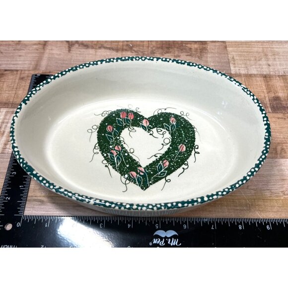 Set Of 2 Ceramic Heart Design Oval Nesting Bowls - Picture 4 of 6